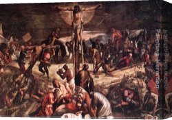 The Crucifixion Canvas Paintings - Crucifixion [detail 1] by Jacopo Robusti Tintoretto